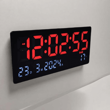 RELOJ DIGITAL DE PARED CON FECHA Y TEMPERATURA 36X16CM