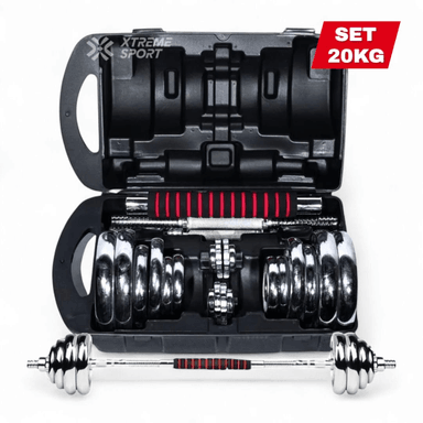MANCUERNAS PESAS SET DE 20KG DISCOS CROMADOS