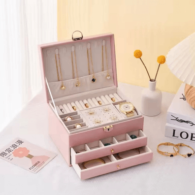 JOYERO CAJA ORGANIZADORA PORTÁTIL DE JOYAS 3 NIVELES