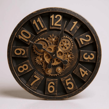 RELOJ DE PARED ANALÓGICO CON ENGRANAJES A LA VISTA