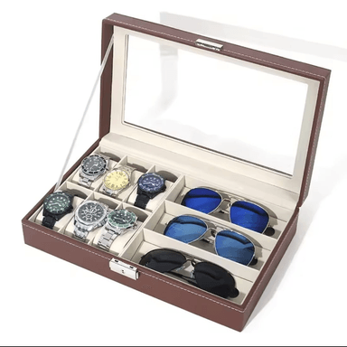 ORGANIZADOR DE LUJO PARA 6 RELOJES Y 3 GAFAS