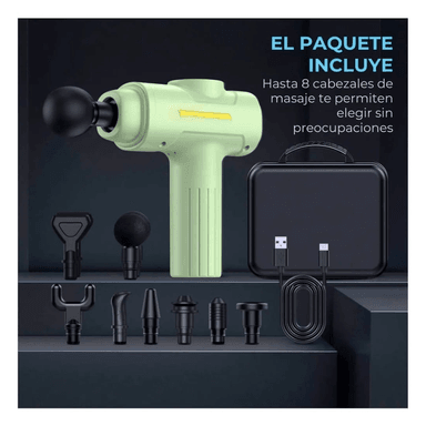 PISTOLA DE MASAJE 8 CABEZAS ALIVIO DE DOLOR Y RECUPER VERDE CLARO - 3