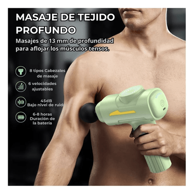PISTOLA DE MASAJE 8 CABEZAS ALIVIO DE DOLOR Y RECUPER VERDE CLARO - 5