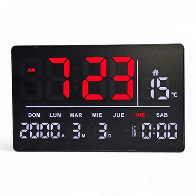 RELOJ DIGITAL DE PARED ALARMA CALENDARIO Y TEMPERATURA