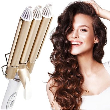 RIZADORA ONDULADORA DE CABELLO TENAZA SIRENA TRES TUBOS ONDULADOS