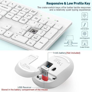 TECLADO Y MOUSE INALÁMBRICO SEISA DN-K07 BLANCO USB 2.4 GHZ WINDOWS Y MACBOOK - 3