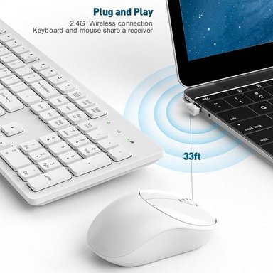 TECLADO Y MOUSE INALÁMBRICO SEISA DN-K07 BLANCO USB 2.4 GHZ WINDOWS Y MACBOOK - 5