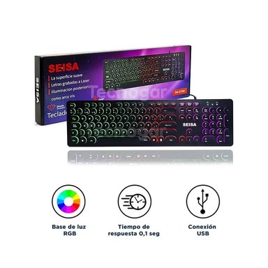 TECLADO GAMER USB RETROILUMINADO CON LED RGB SEISA DN-DY02 - 1