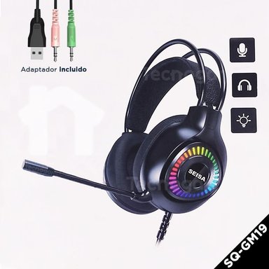 AUDÍFONOS GAMER CON LUZ LED RGB MICRÓFONO PARA PC PS4 LAPTOP XBOX - 4
