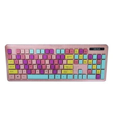 KIT TECLADO INALÁMBRICO SEISA DN-C400 Y MOUSE ROSADO MULTICOLOR PC - 4