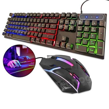 KIT TECLADO Y MOUSE GAMER NEGRO RETROILUMINADO CON LUCES LED RGB - 3