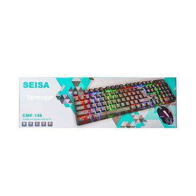 KIT TECLADO Y MOUSE GAMER NEGRO RETROILUMINADO CON LUCES LED RGB - 4