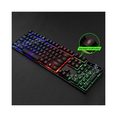KIT TECLADO Y MOUSE GAMER NEGRO RETROILUMINADO CON LUCES LED RGB - 5