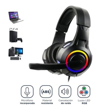 AUDÍFONOS GAMER RGB CON CANCELACIÓN DE RUIDO PARA PC PS4 LAPTOP XBOX - 1
