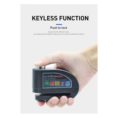 CANDADO DE DISCO ANTIRROBO PARA MOTOS CON ALARMA 110 DB - 5