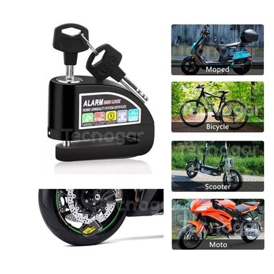 CANDADO DE DISCO ANTIRROBO PARA MOTOS CON ALARMA 110 DB