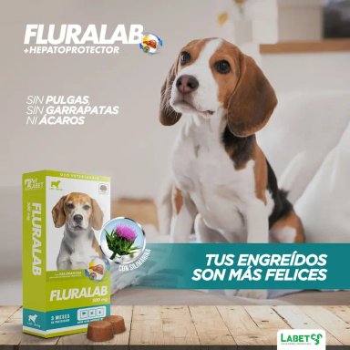 ANTIPULGAS PERRO FLURALAB TABLETA 10KG A 20KG CON HEPATOPROTECTOR