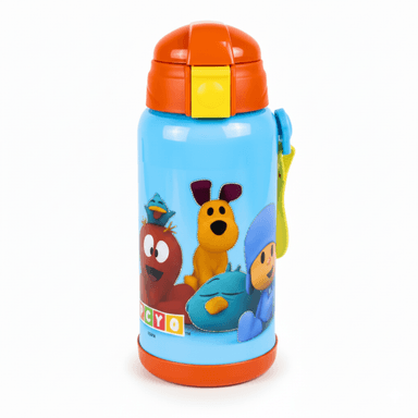 TOMATODO BOTELLA POCOYO CON CAÑITA PICO CAPACIDAD 300 ML DISEÑO INFANTIL NIÑOS Y NIÑAS  / REGRESO AL COLEGIO
