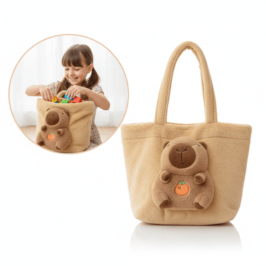 BOLSO PARA NIÑAS JÓVENES Y ADULTOS DISEÑO CAPIBARA 3D PELUCHE - ¡TERNURA QUE TE ACOMPAÑA!