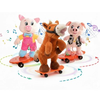PELUCHE CERDITO 1 CON MONOPATIN PATINETA PARA NIÑOS - MUSICAL GIRO 360º - 4