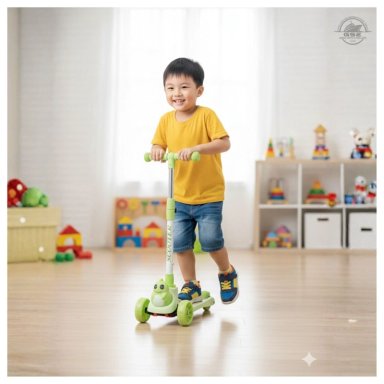 SCOOTER VERDE INFANTIL PREMIUM 3 RUEDAS AJUSTABLE ESTABLE Y ANTIDESLIZANTE - 4