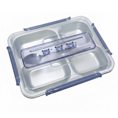 TAPER  CON 4 DIVISORES COMPARTIMIENTOS SEPARADOR PARA ALMACENAR COMIDA INCLUYE CUBIERTOS CUCHARA Y PALILLOS / DISEÑO KAWAII