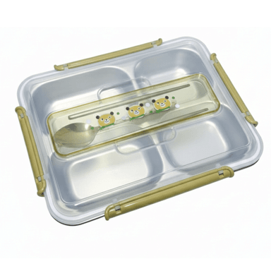 TAPER  CON 4 DIVISORES COMPARIMITNEDOS SEPARADOR PARA ALMACENAR COMIDA INCLUYE CUBIERTOS CUCHARA Y PALILLOS / DISEÑO KAWAII