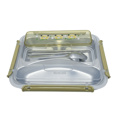 TAPER  CON 3 DIVISORES COMPARTIMIENTOS  SEPARADOR PARA ALMACENAR COMIDA INCLUYE CUBIERTOS CUCHARA Y PALILLOS / DISEÑO KAWAII