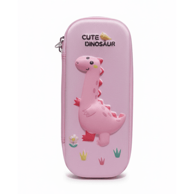 CARTUCHERA ESTUCHE  ESCOLAR PARA NIÑOS  Y NIÑAS MODELO DINOSAURIO ROSA / RELIEVE 3D REGRESO A CLASES