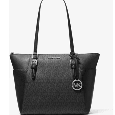 MICHAEL KORS CHARLOTTE JET SET CUERO SHOPPER TOTE BOLSO GRANDE BLACK PATRON