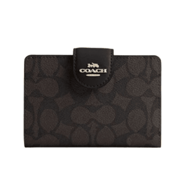 COACH BILLETERA C0082 MEDIUM CORNER ZIP IN SIGNATURE CANVAS BROWN/BLACK