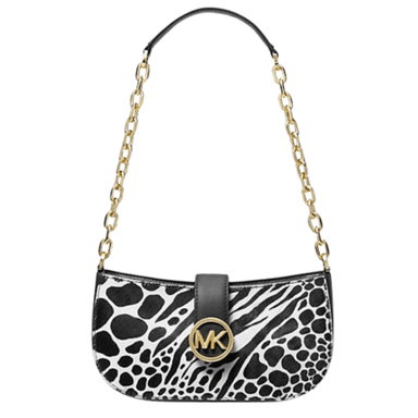 MICHAEL KORS BOLSO DE HOMBRO CARMEN SMALL ANIMAL PRINT BLACK/WHITE