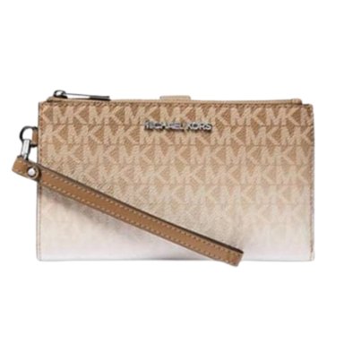 MICHAEL KORS BILLETERA DOBLE CREMALLERA PORTACELULAR MARRON CLARO