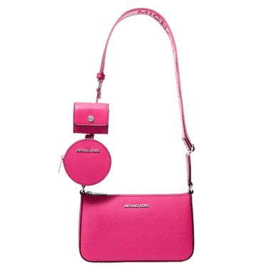 MICHAEL KORS CROSSBODY BANDOLERA SAFFIANO CON ESTUCHE PARA AIRPODS Y MONEDERO COLOR PITAYA