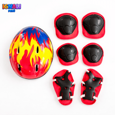 KIT SET DE SEGURIDAD CASCO CANILLERAS CODERAS MUÑEQUERAS