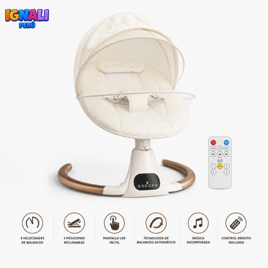 MECEDORA ELÉCTRICA PARA BEBÉ CON CONTROL REMOTO Y MALLA PROTECTORA - 1