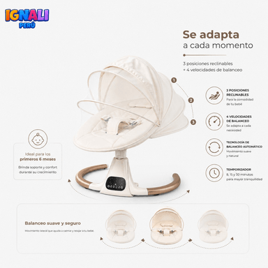 MECEDORA ELÉCTRICA PARA BEBÉ CON CONTROL REMOTO Y MALLA PROTECTORA - 5