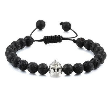 BRAZALETE PULSERA PIEDRAS NATURALES SPARTAN SILVER