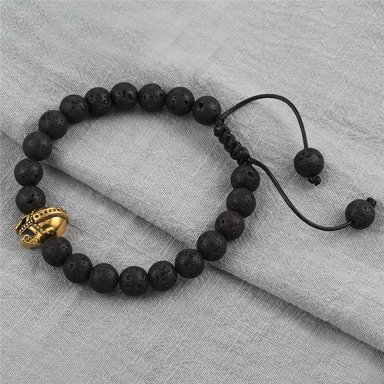 BRAZALETE PULSERA PIEDRAS NATURALES SPARTAN GOLD - 2