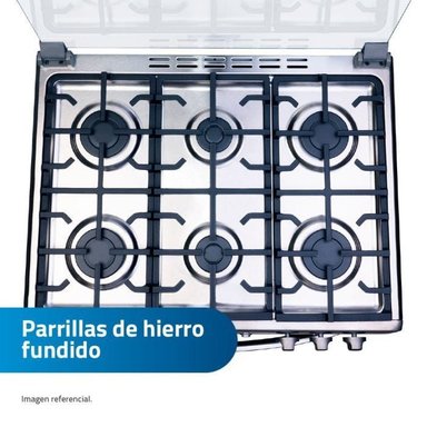 COCINA GAS INDURAMA PARMA ZAFIRO 30' CROMA 6 HORNILLAS - 4