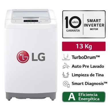 LAVADORA AUTOMATICA LG WT13WPBK 13K BLANCA.