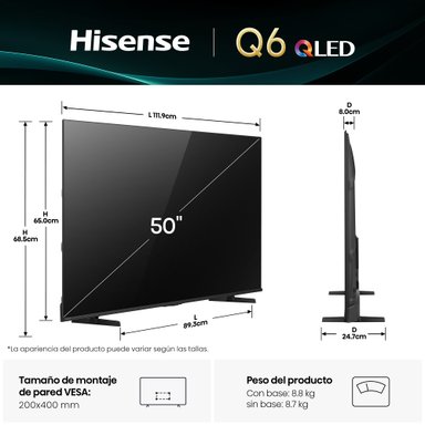 TELEVISOR SMART UHD 4K 50 PULGADAS HISENSE QLED 50Q6QV 2025 - 2
