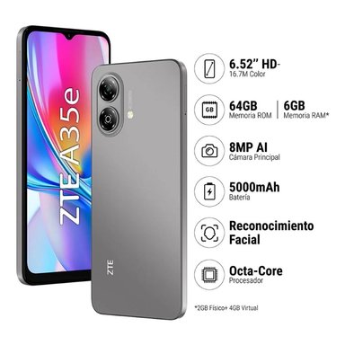 CELULAR ZTE A35E 64GB 2GB GRIS - 2