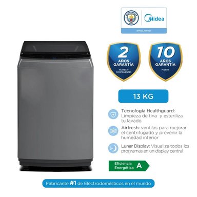 LAVADORA AUTOMÁTICA MIDEA MA200W130/G-PE 13K GRIS