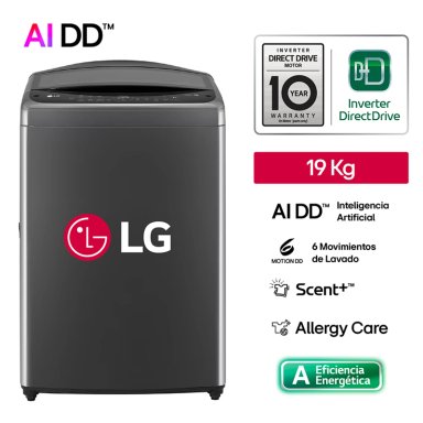 LAVADORA AUTOMÁTICA LG WT19BV6T 19KG NEGRO CLARO