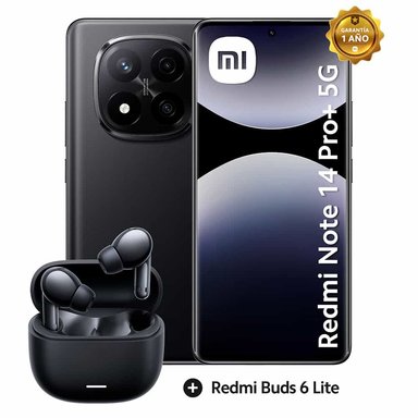 CELULAR 5G XIAOMI REDMI NOTE 14 PRO+ 8GB 256GB 200MP MIDNIGHT BLACK + BUDS 6 LITE BLACK