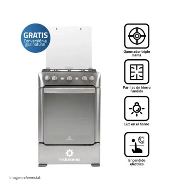 COCINA GAS INDURAMA GRANADA ZAFIRO 24' CROMA 4 HORNILLAS