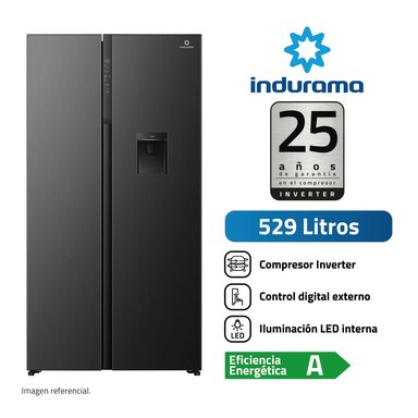 REFRIGERADORA SIDE BY SIDE INDURAMA 529L RI-795DNI C/D NEGRA