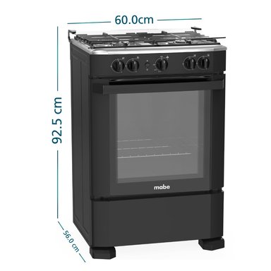 COCINA A GAS MABE CMP6040FNO 24' 4 HORNILLAS NEGRO - 2