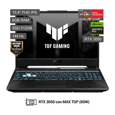 LAPTOP ASUS R7-7445HS 8GB 512GB SSD RTX 3050 4GB 15.6' W11 NEGRO - 2